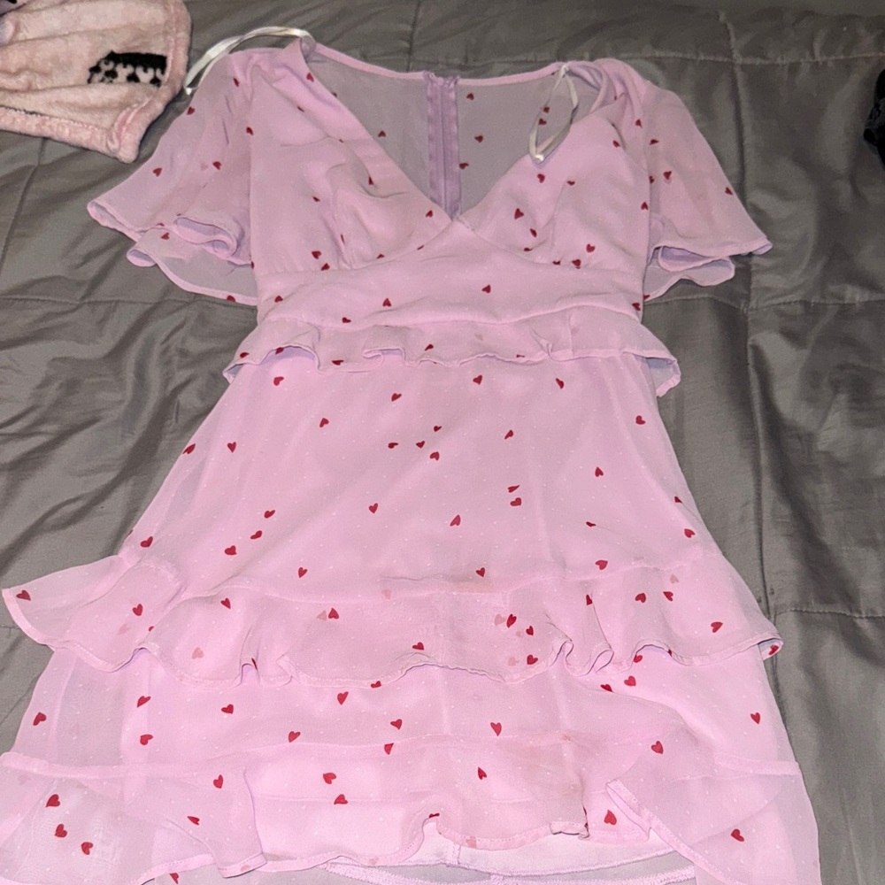 B Darlin Pink Dress with Red Heart Accents